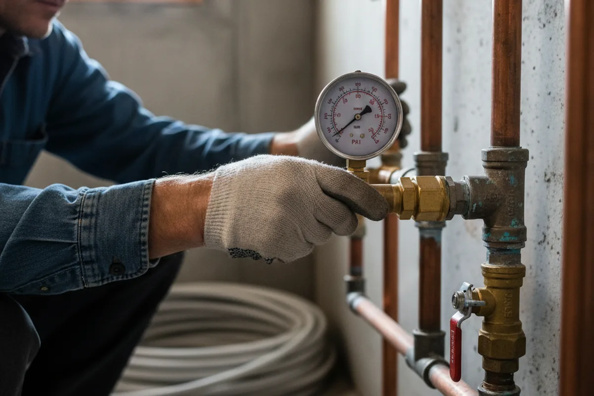 Pressure testing a repaired line during Water Line Repair in New Madison