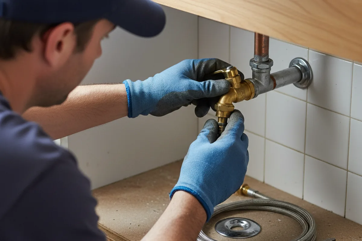 Shutoff valve and fitting work during Burst Pipe Repair in New Madison
